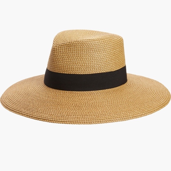 Eric Javits Daphne Wide-Brim Straw Fedora Hat - Picture 2 of 9